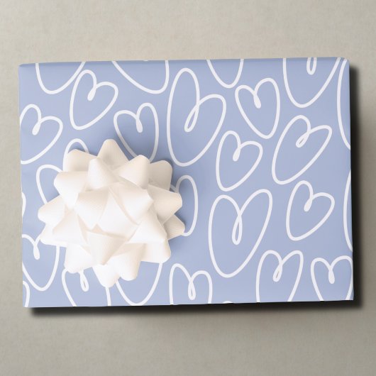 Modernes Blaues Herz Geschenkpapier Set