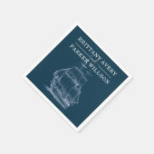 Modernes blaues Hochzeitschiff Serviette (Ecke)