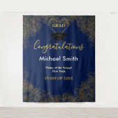 Modernes, blaues, klassisches Gold Grad Foto Wandteppich (Vorderseite)