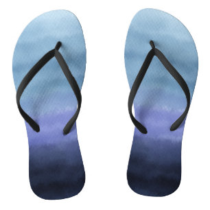 Modernes, blaues Lila Watercolor Badesandalen