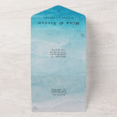 Modernes blaues Meer Wasserfarbe All In One Einladung (Außenbereich)