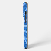Modernes blaues Monogramm-Blumen-Designmuster iPhone Hülle (Linke Seite)