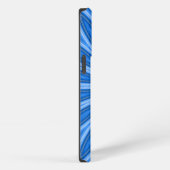 Modernes blaues Monogramm-Blumen-Designmuster iPhone Hülle (Rechte Seite)