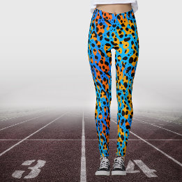 Modernes blaues Orangenfarbenes Farbmuster Leggings