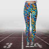 Modernes blaues Orangenfarbenes Farbmuster Leggings