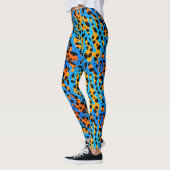 Modernes blaues Orangenfarbenes Farbmuster Leggings (Links)