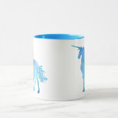 Modernes blaues Polygon-Einhorn Tasse (Zentrum)