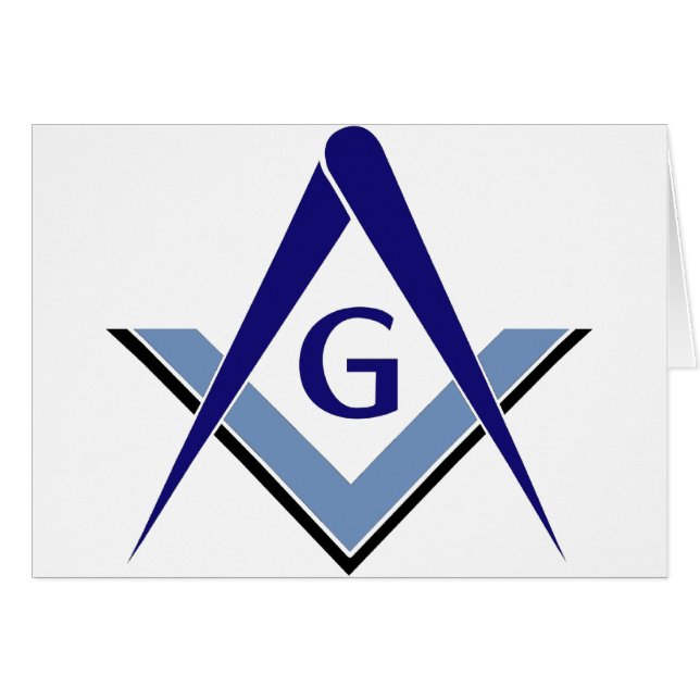 Modernes blaues Quadrat u. Kompassse (Vorderseite (Horizontal))