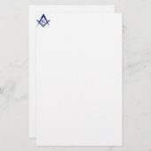 Modernes blaues Quadrat u. Kompassse Briefpapier (Vorne/Hinten)