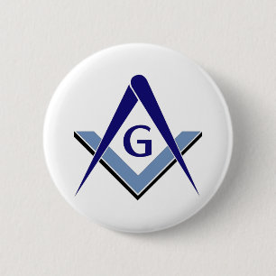 Modernes blaues Quadrat u. Kompassse Button