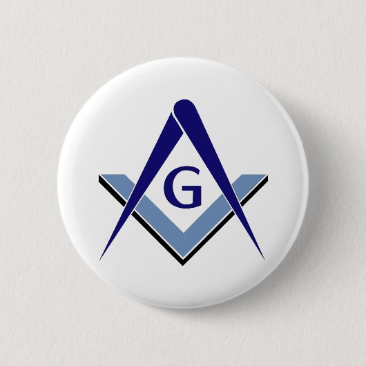 Modernes blaues Quadrat u. Kompassse Button (Vorderseite)