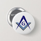 Modernes blaues Quadrat u. Kompassse Button (Vorne & Hinten)