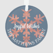 Modernes blaues Rustikales Schneeflocken Jahr für  Ornament (Rückseite)