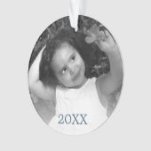 Modernes blaues Rustikales Schneeflocken Jahr für  Ornament (Vorderseite)