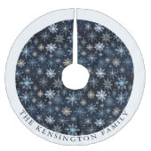 Modernes Blaues Schneeflocken im Mittelalter Perso Polyester Weihnachtsbaumdecke (Vorderseite)