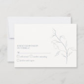 Modernes, blaues Script, botanisches No Menu UAWG RSVP Karte (Rückseite)