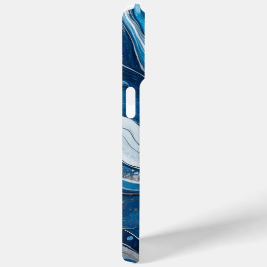 Modernes blaues Silber Eleganter Marmor Case-Mate iPhone Hülle (Rückseite / Rechts)