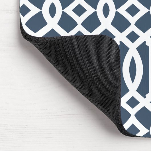 Modernes blaues Trellis-Muster Mousepad (Ecke)