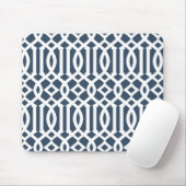 Modernes blaues Trellis-Muster Mousepad (Mit Mouse)