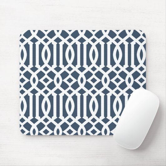 Modernes blaues Trellis-Muster Mousepad (Mit Mouse)