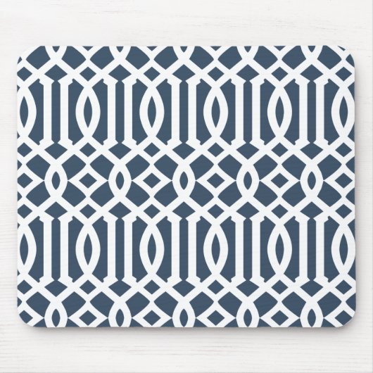 Modernes blaues Trellis-Muster Mousepad (Vorne)