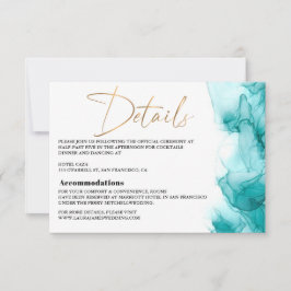 Modernes blaues türkisfarbenes Hochzeitsszenario RSVP Karte