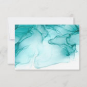 Modernes blaues türkisfarbenes Hochzeitsszenario RSVP Karte (Rückseite)