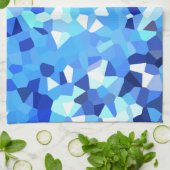 Modernes blaues und weißes Buntglas-Ozean-Mosaik Geschirrtuch (Gefaltet)