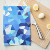 Modernes blaues und weißes Buntglas-Ozean-Mosaik Geschirrtuch (Viertel Falte)