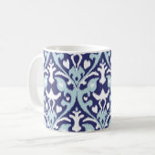 Modernes blaues und weißes girly ikat Stammes- Kaffeetasse (Vorderseite Links)