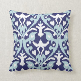 Modernes blaues und weißes girly ikat Stammes- Kissen