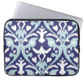 Modernes blaues und weißes girly ikat Stammes- Laptopschutzhülle (Vorderseite)