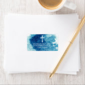 Modernes Blaues Wasserfarbkreuz Rücksendeadresse Adressaufkleber (Insitu)