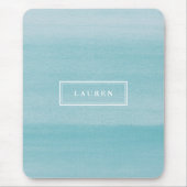 Modernes blaues Wasserfarbmuster Mousepad (Vorne)