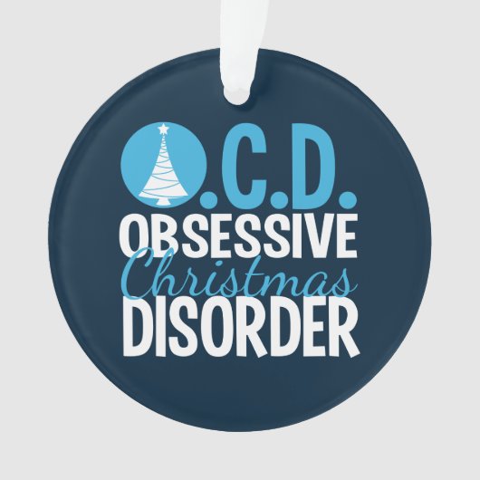 Modernes blaues Weihnachten besessen gewesen Ornament (Vorderseite)