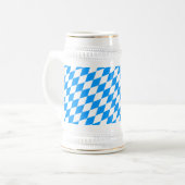 Modernes blaues weißes Bayernmuster Bierglas (Vorderseite Links)