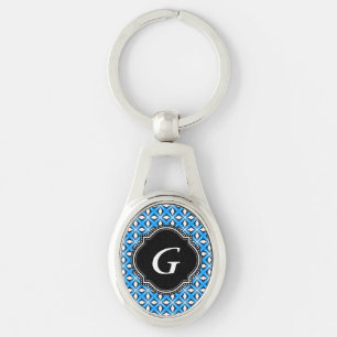 Modernes blaues weißes Bayernmuster Schlüsselanhänger