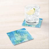 Modernes blaues, weißes Marmor Abstrakt aussehen Rechteckiger Pappuntersetzer (Vor Ort)