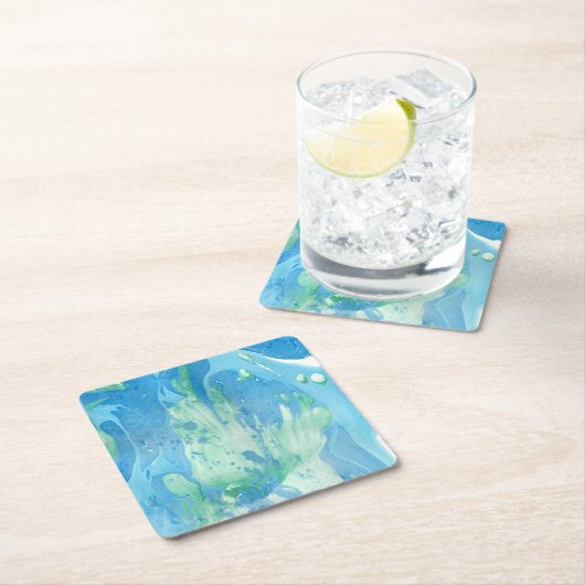 Modernes blaues, weißes Marmor Abstrakt aussehen Rechteckiger Pappuntersetzer (Vor Ort)