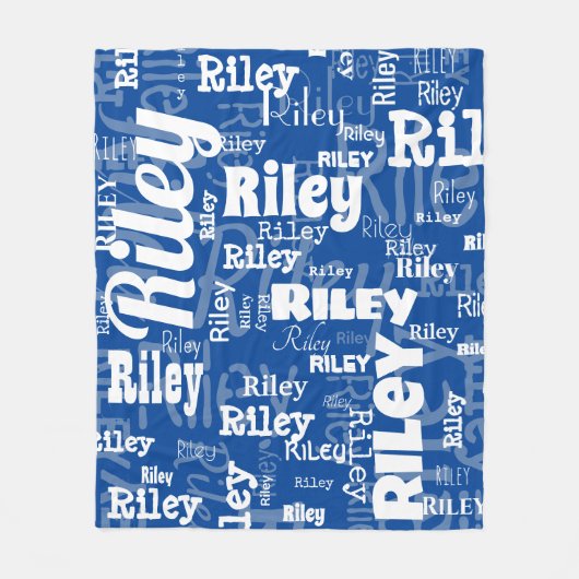 Modernes blaues, weißes Muster Fleecedecke (Vorderseite)