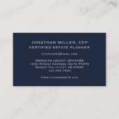 Modernes blaues Zeugnis Visitenkarte (Rückseite)