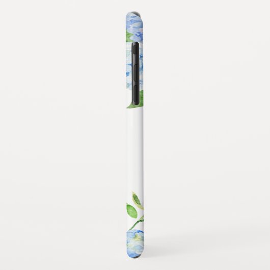 Modernes Blaulblau-Hydrangea Wasserfarbenmonogramm Case-Mate iPhone Hülle (Hinten/Links)