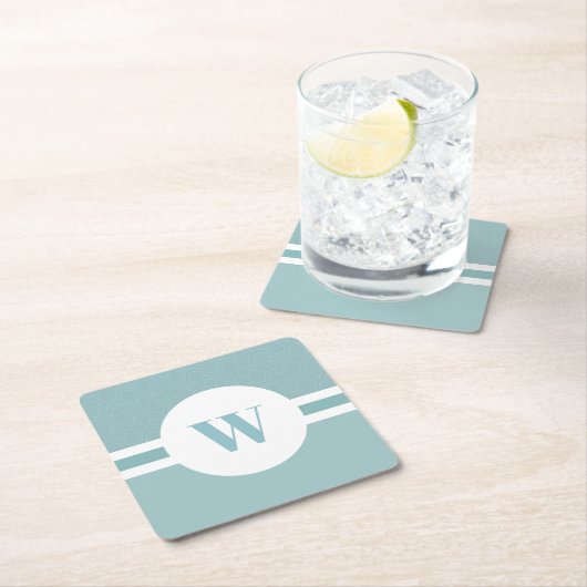 Modernes, bläuliches Monogramm Rechteckiger Pappuntersetzer (Vor Ort)