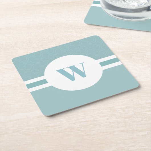 Modernes, bläuliches Monogramm Rechteckiger Pappuntersetzer (angewinkelt)