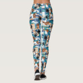 Modernes Blaupalm Tropical Checked Abstrakt Patter Leggings (Rückseite)