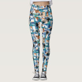 Modernes Blaupalm Tropical Checked Abstrakt Patter Leggings (Vorderseite)