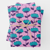 Modernes Blaupink-Blume-Muster Geschenkpapier Set (Beispiel)