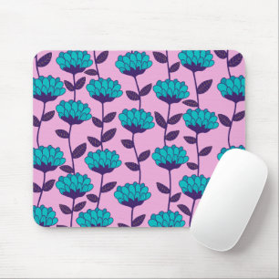 Modernes Blaupink-Blume-Muster Mousepad