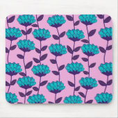 Modernes Blaupink-Blume-Muster Mousepad (Vorne)
