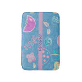 Modernes Blaupink und Lila Blütendecke Badematte (Vorderseite Vertikal)